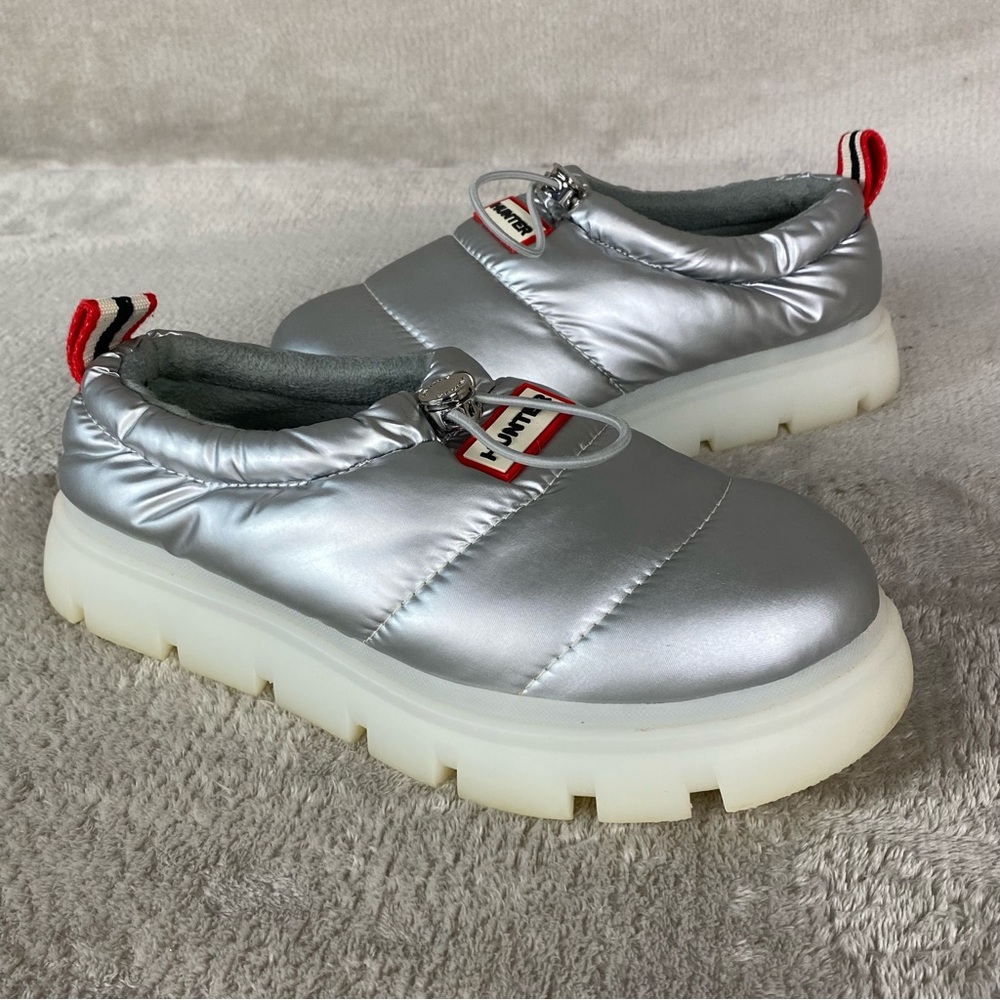 Hunter Madison Shoes Womens Size 6 Silver Puffer Clog Chunky Lug Sole - Picture 3 of 9